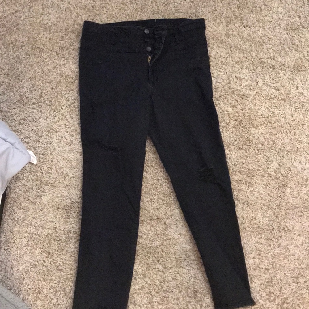 Distressed black jeans size 16 Charlotte Russe